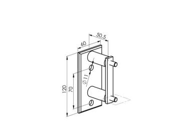 Edelstahl Geländerpfosten eckig 40x40 Bauhöhe 900mm links mit Glasklemmen 63x45mm Geländer Seitenverankerung V2A geschliffen K320